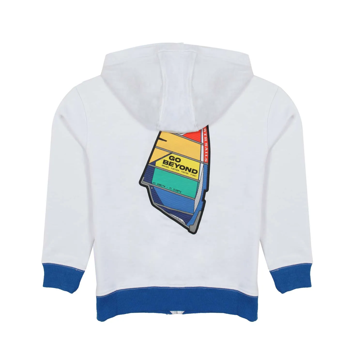 North Sails White And Blue Hoodie With Multicolor Prints