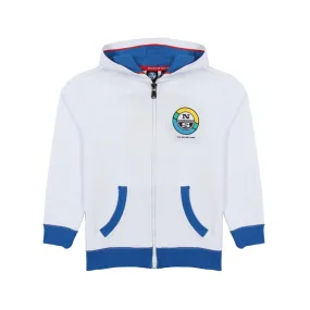 North Sails White And Blue Hoodie With Multicolor Prints