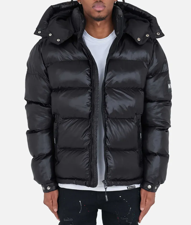 Nvlty Shiny Puffer Jacket Black | Upto 30% Off