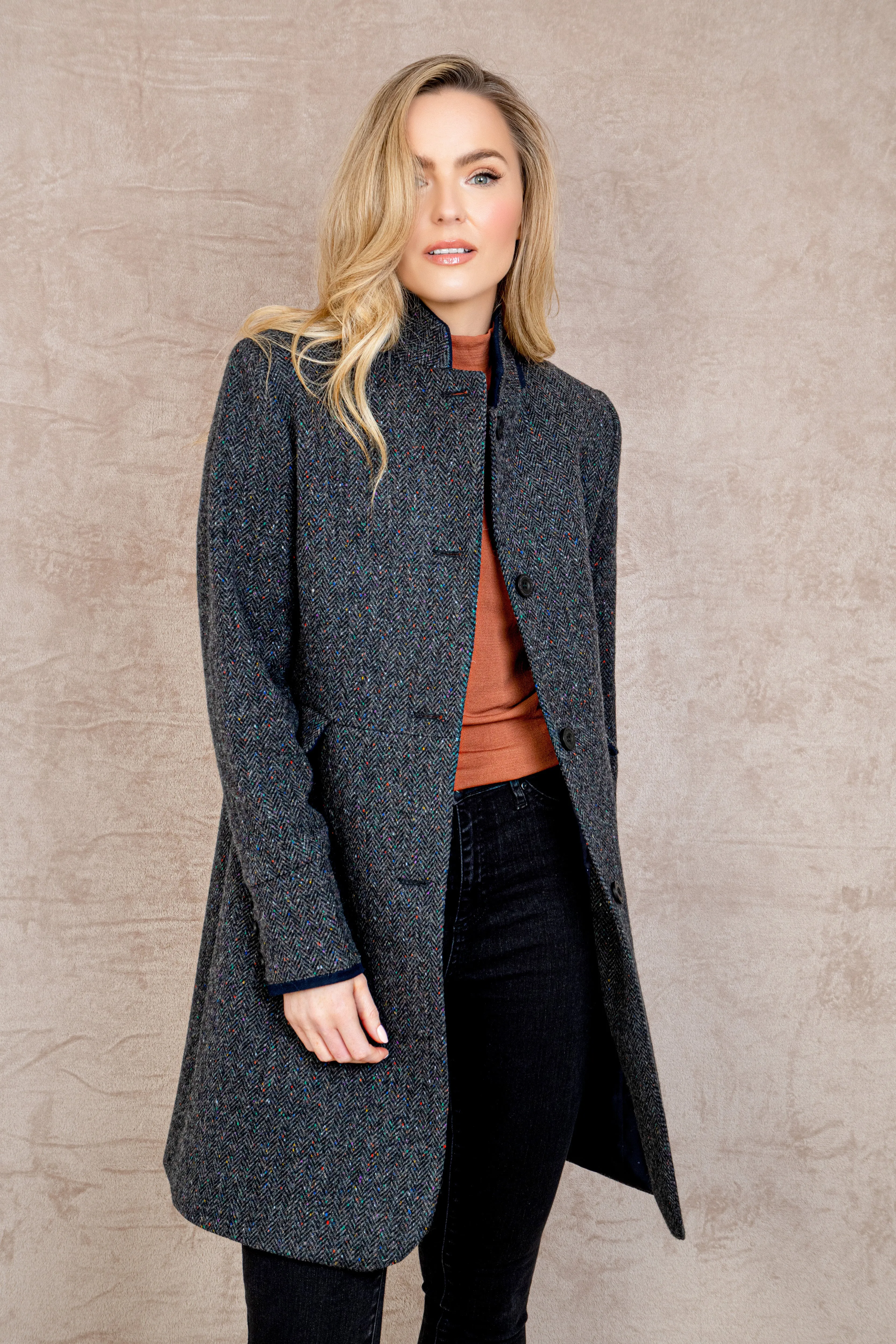 Pamela Tweed Coat - Donegal Slate