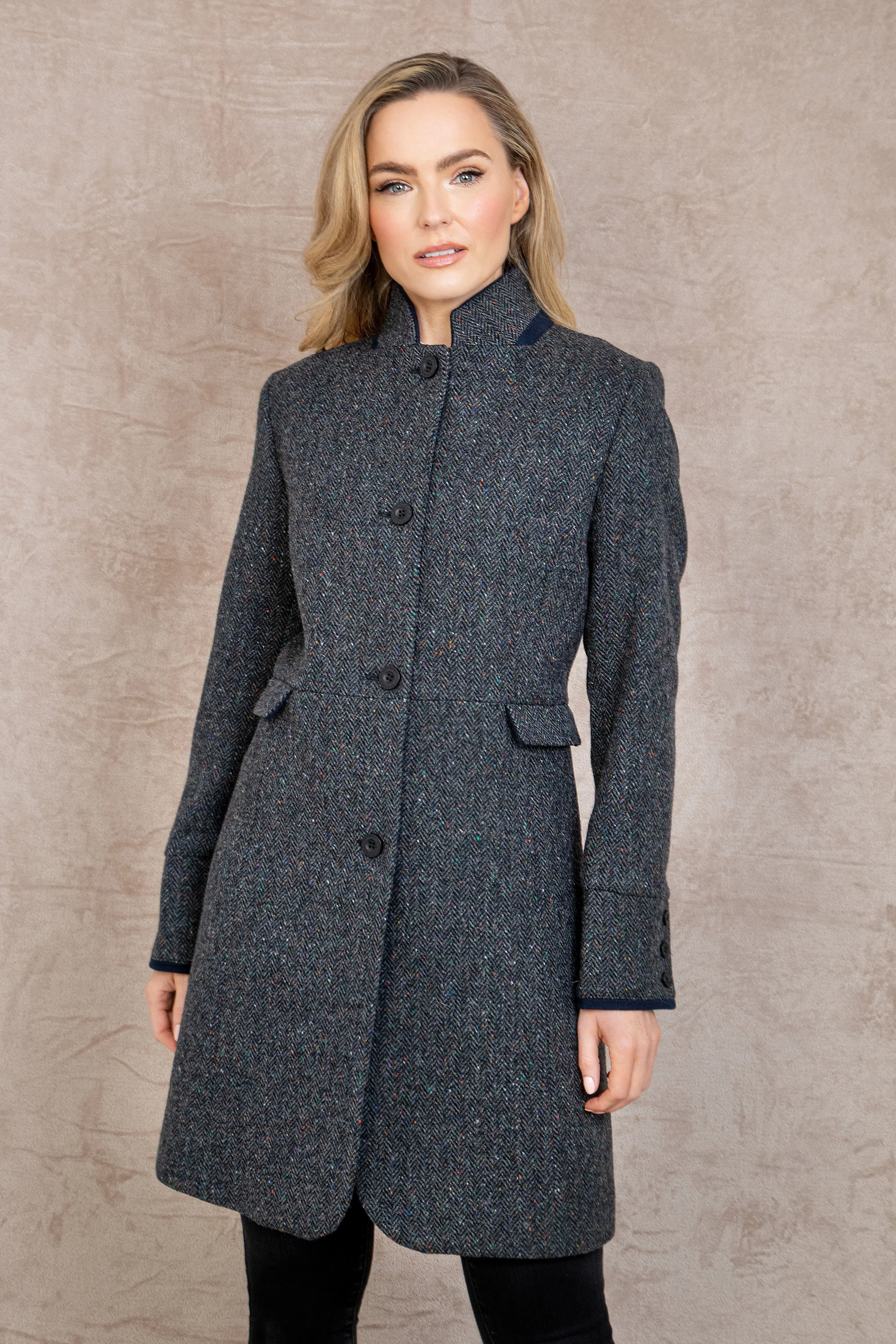 Pamela Tweed Coat - Donegal Slate