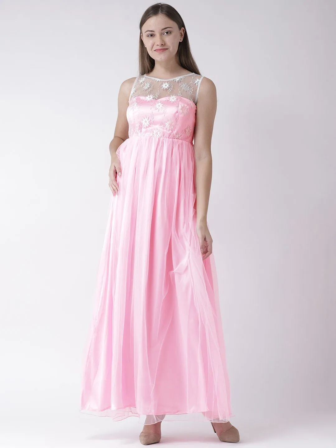 Pastel Pink Gown with Embroidered detail