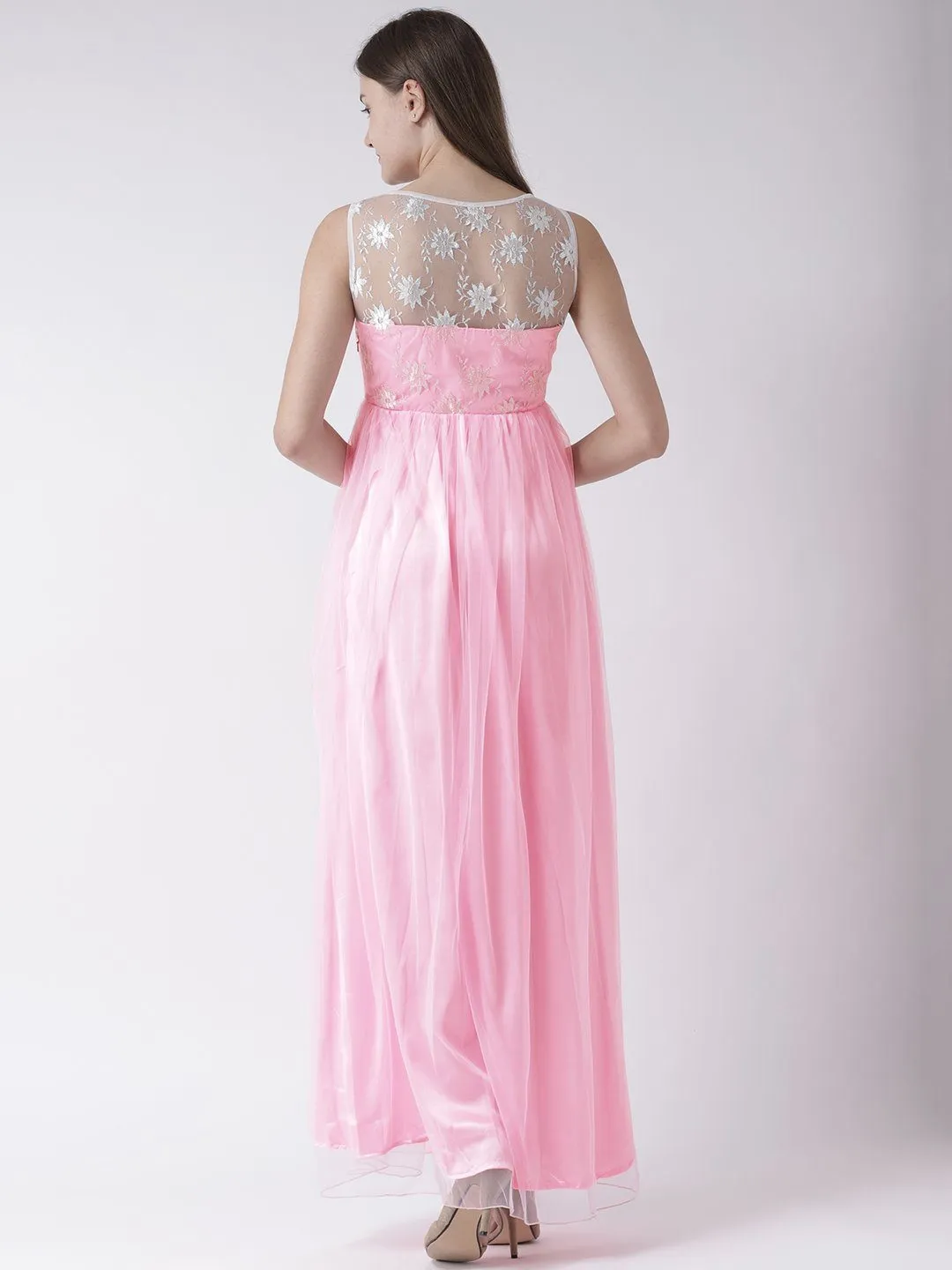 Pastel Pink Gown with Embroidered detail