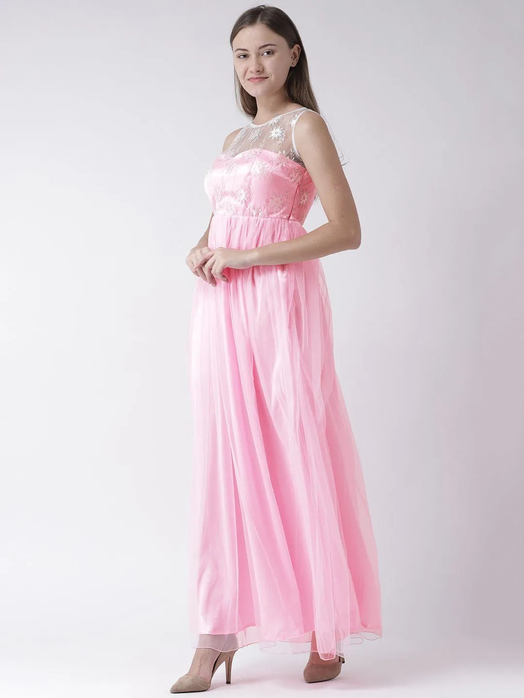 Pastel Pink Gown with Embroidered detail