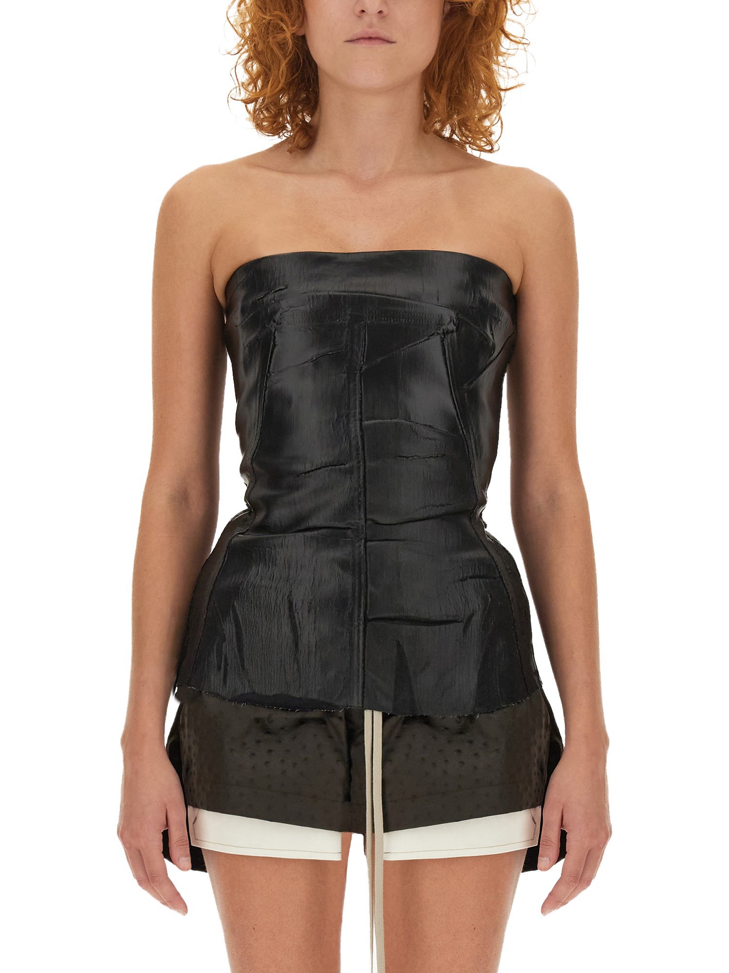 RICK OWENS    DENIM BUSTIER TOP