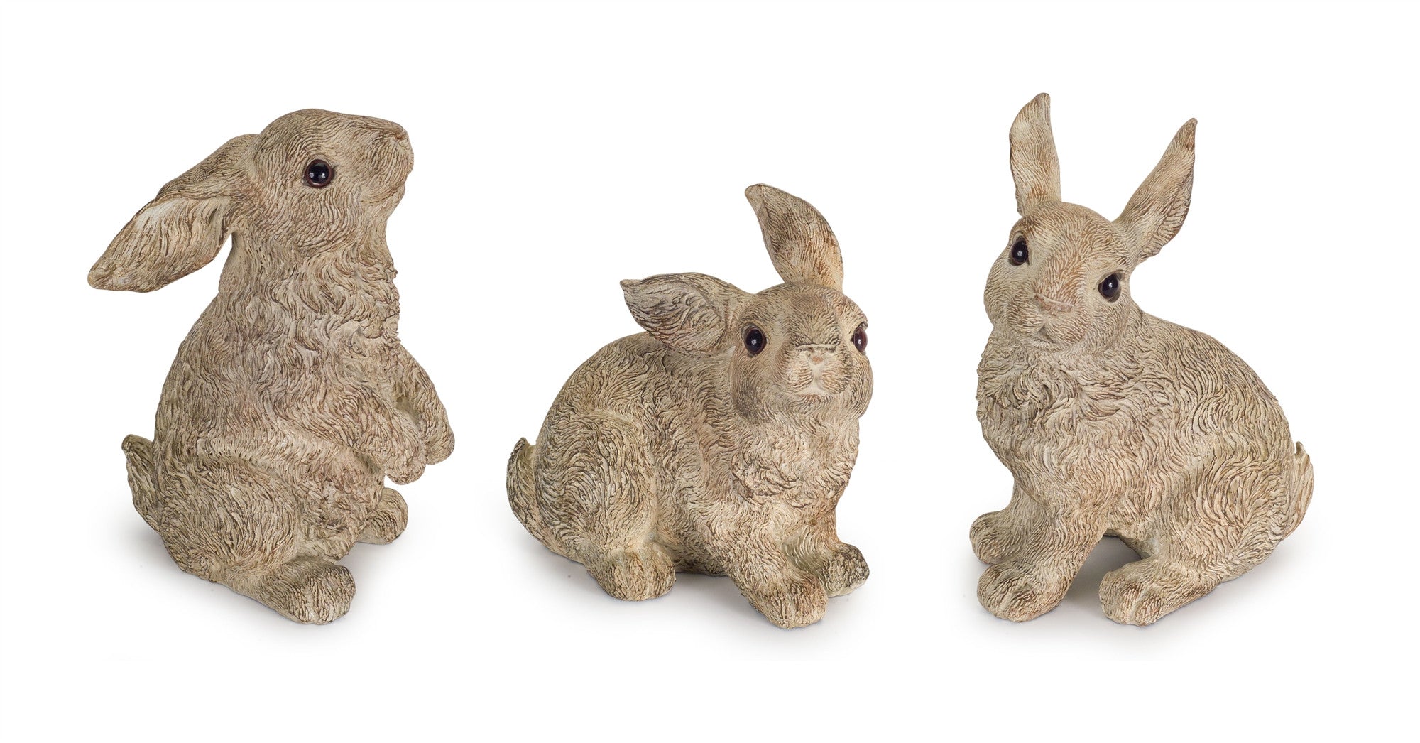 Set Of Three 7 Stone Polyresin Rabbit Figurine