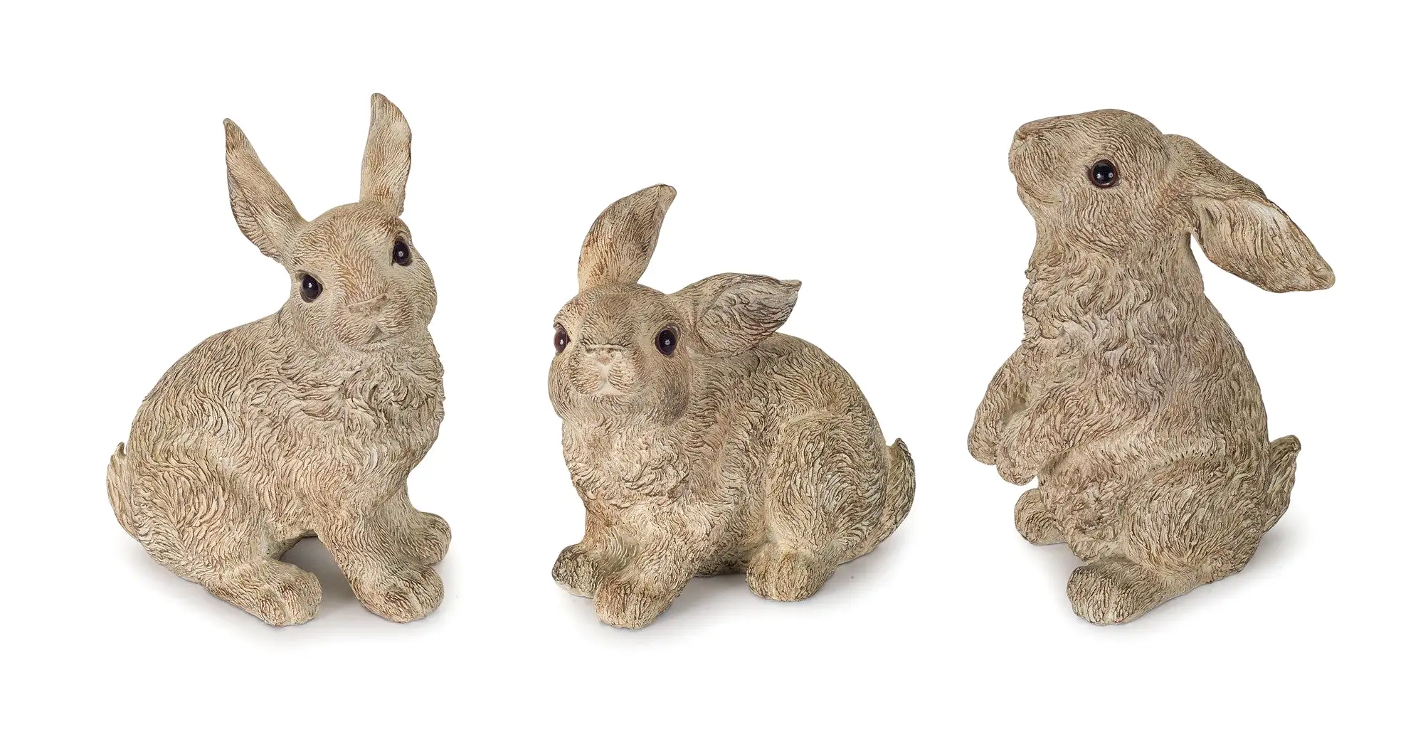 Set Of Three 7 Stone Polyresin Rabbit Figurine