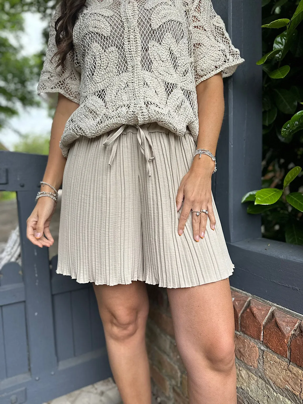 Stone Pleated Shorts