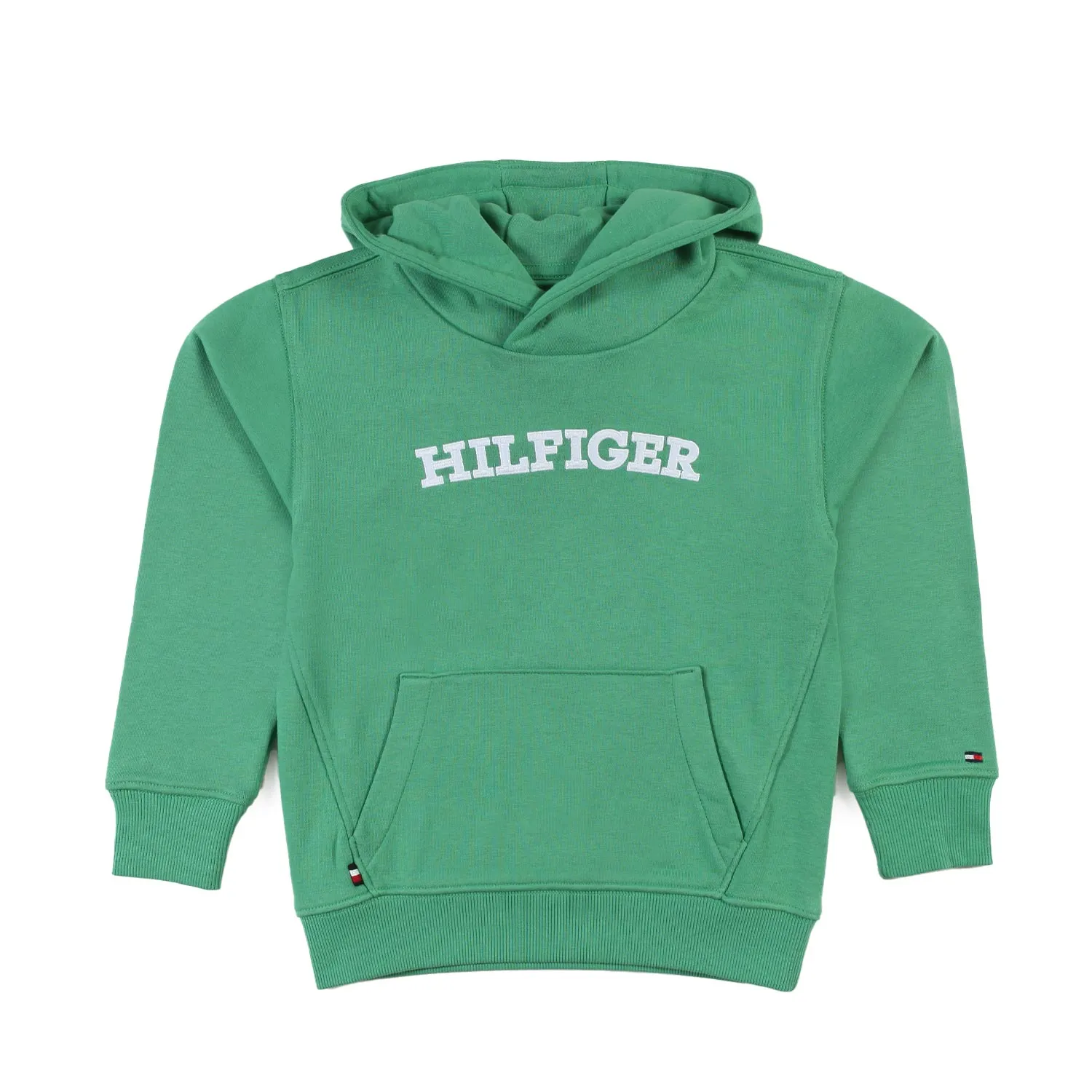 Tommy Hilfiger Green Hoodie With White Hilfiger Logo