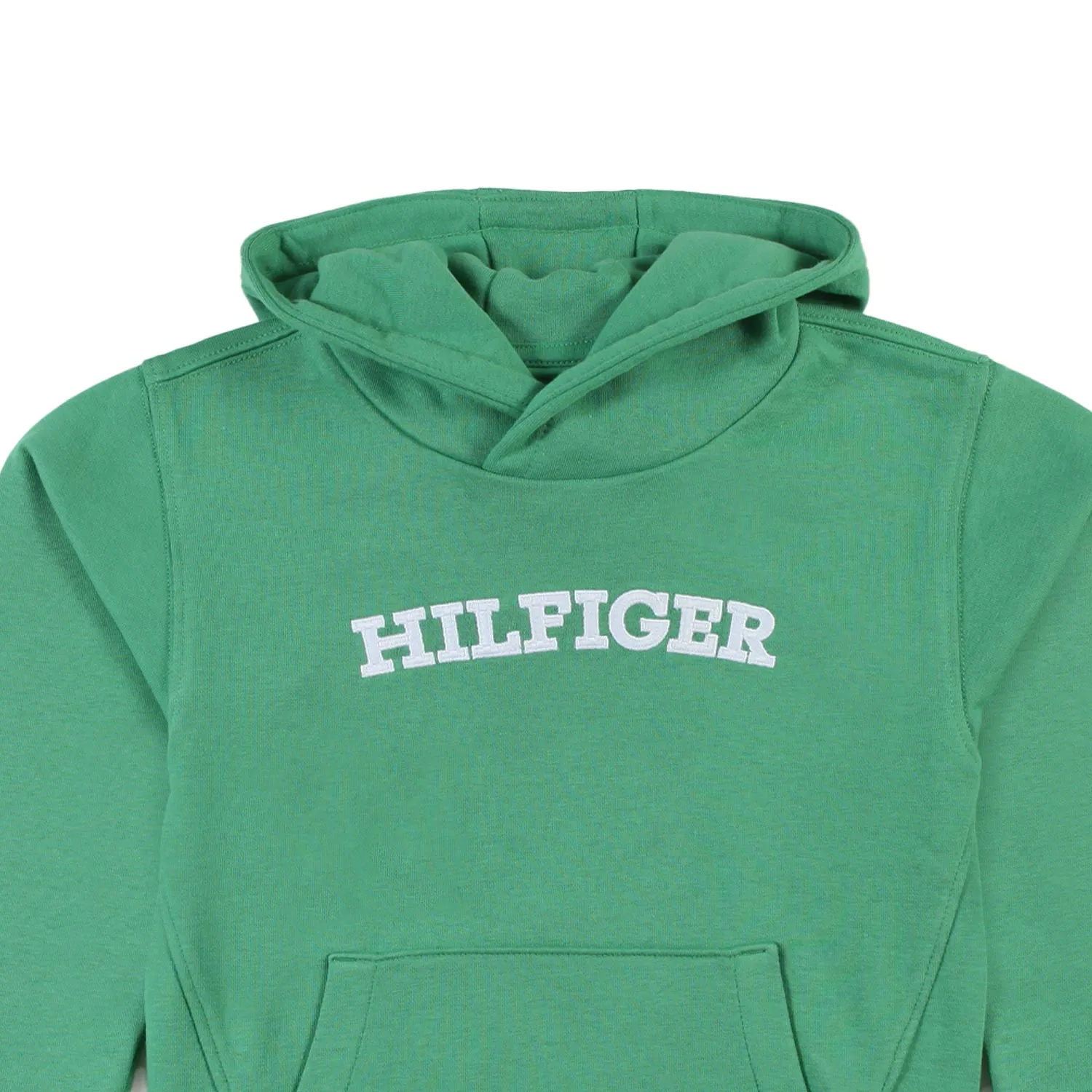 Tommy Hilfiger Green Hoodie With White Hilfiger Logo