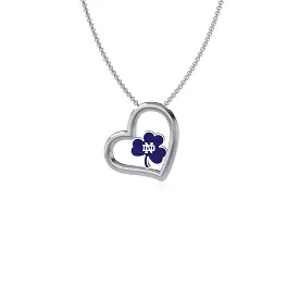 University of Notre Dame Shamrock Heart Necklace - Enamel