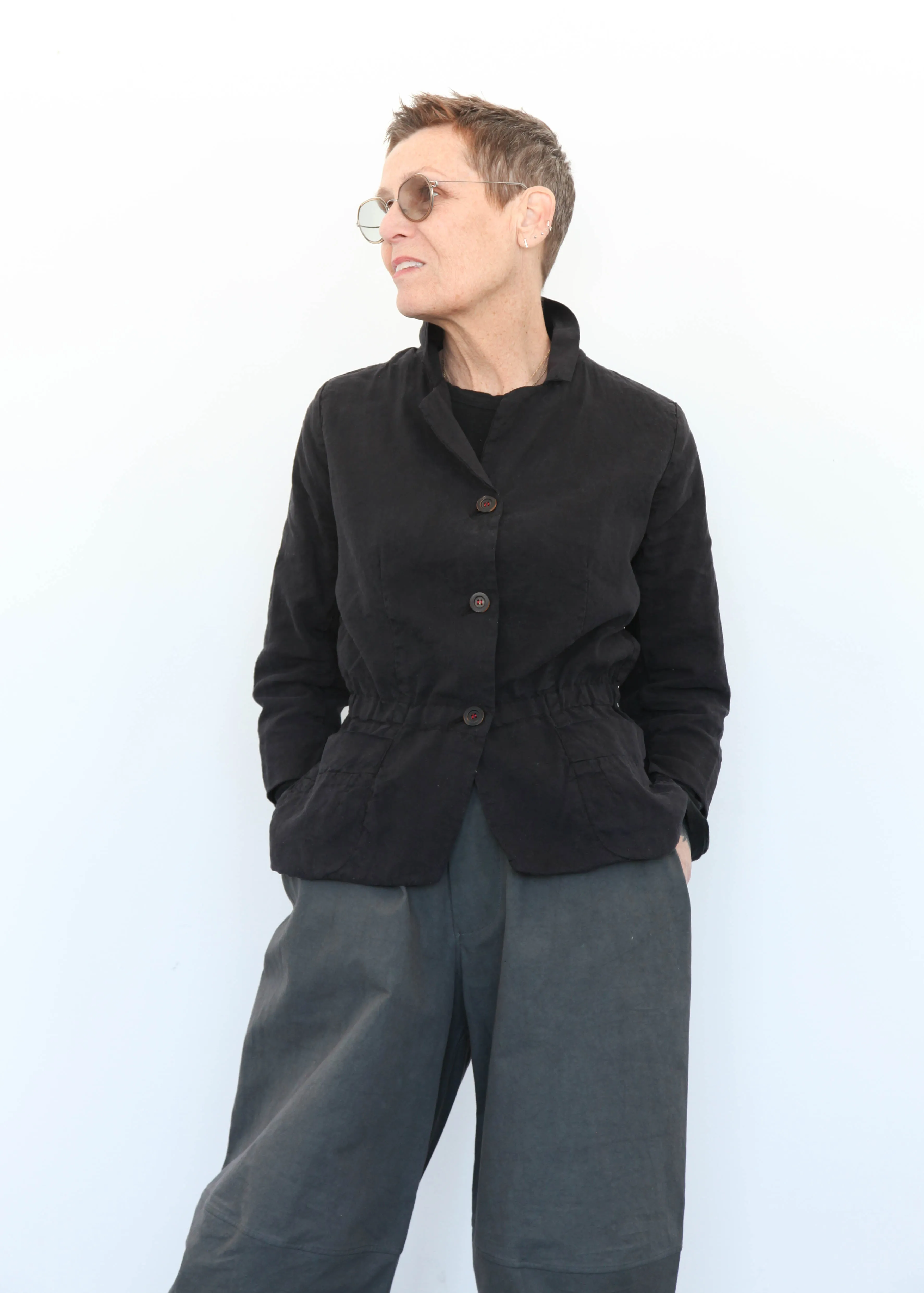 Vela Linen/Silk Jacket - Black