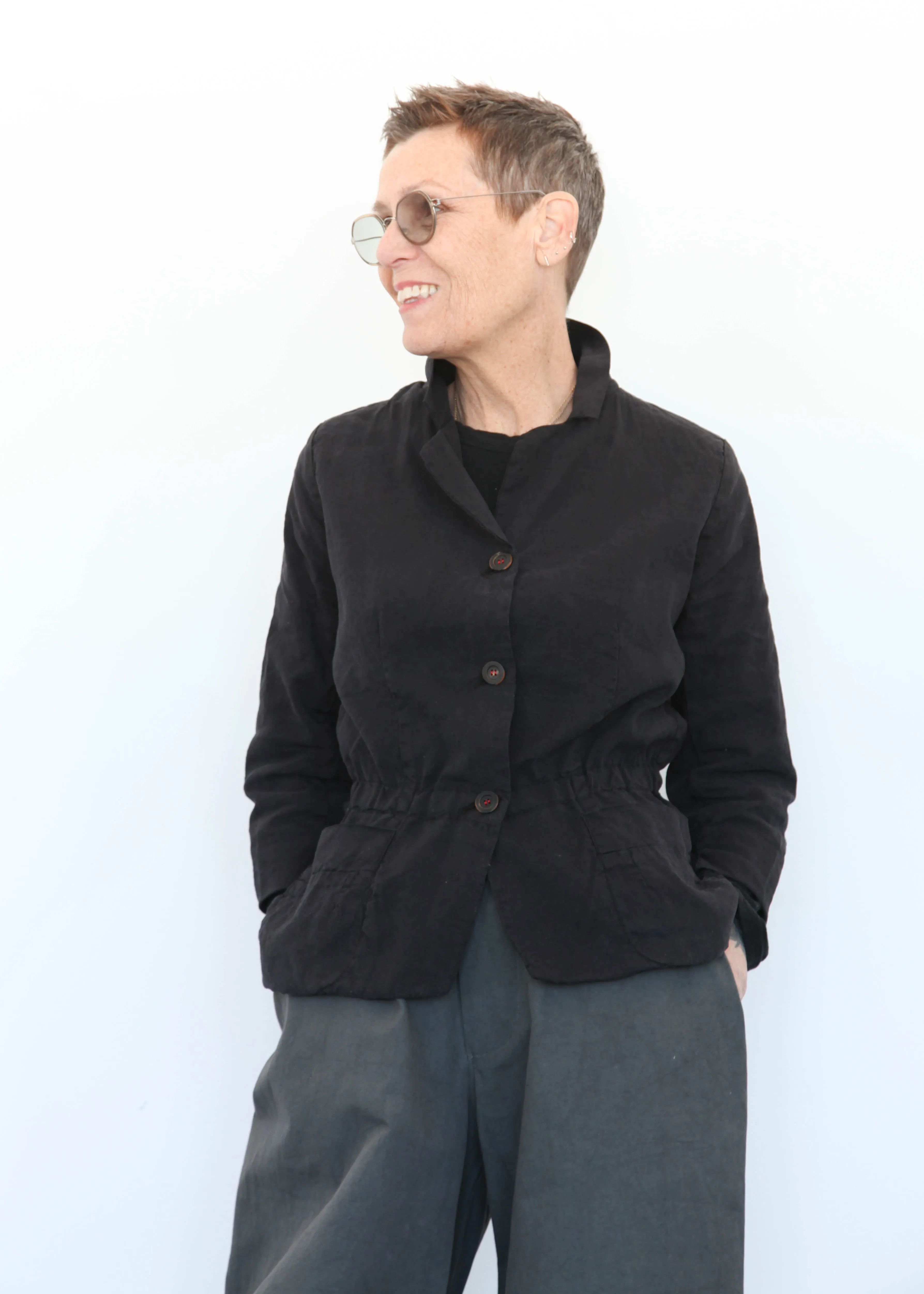 Vela Linen/Silk Jacket - Black