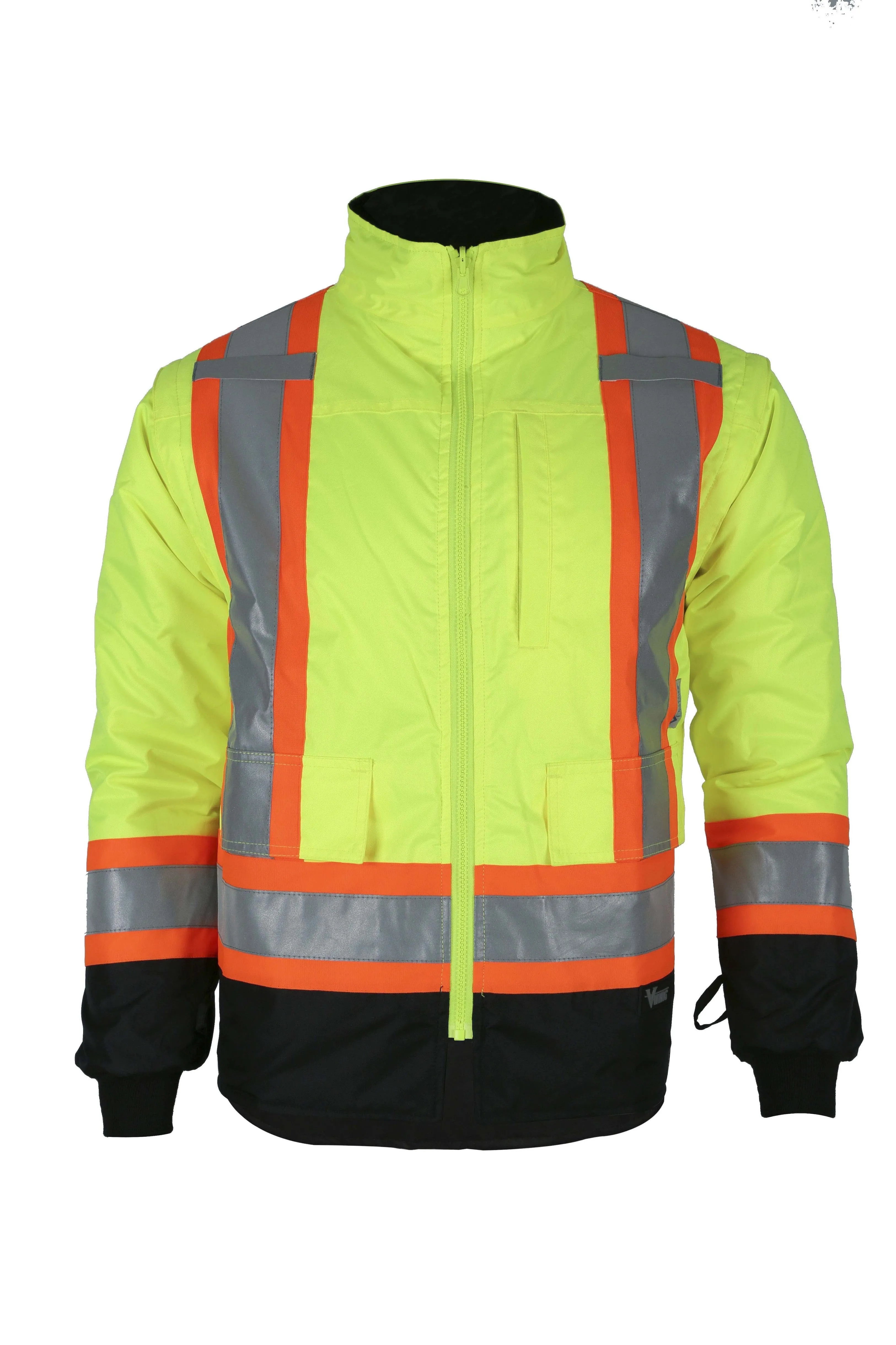 Viking Men's Handyman Waterproof Class 1 Hi-Vis 7-in-1 Rain Jacket_Hi-Vis Green