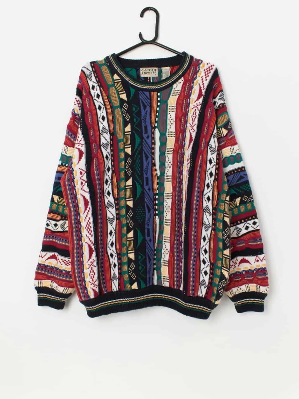 Vintage Cotton Traders coogi style sweater with a bold 3D textured knit – Large / XL