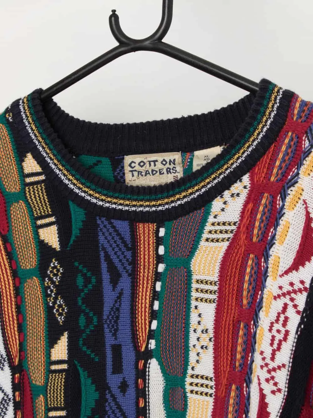 Vintage Cotton Traders coogi style sweater with a bold 3D textured knit – Large / XL