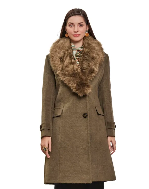 Women Coat Seaweed Color