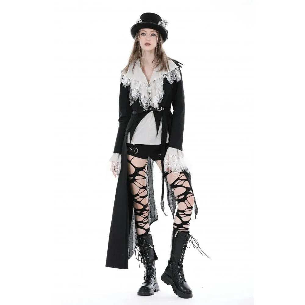 Women's Punk Irregular Distressed Coat with Belt