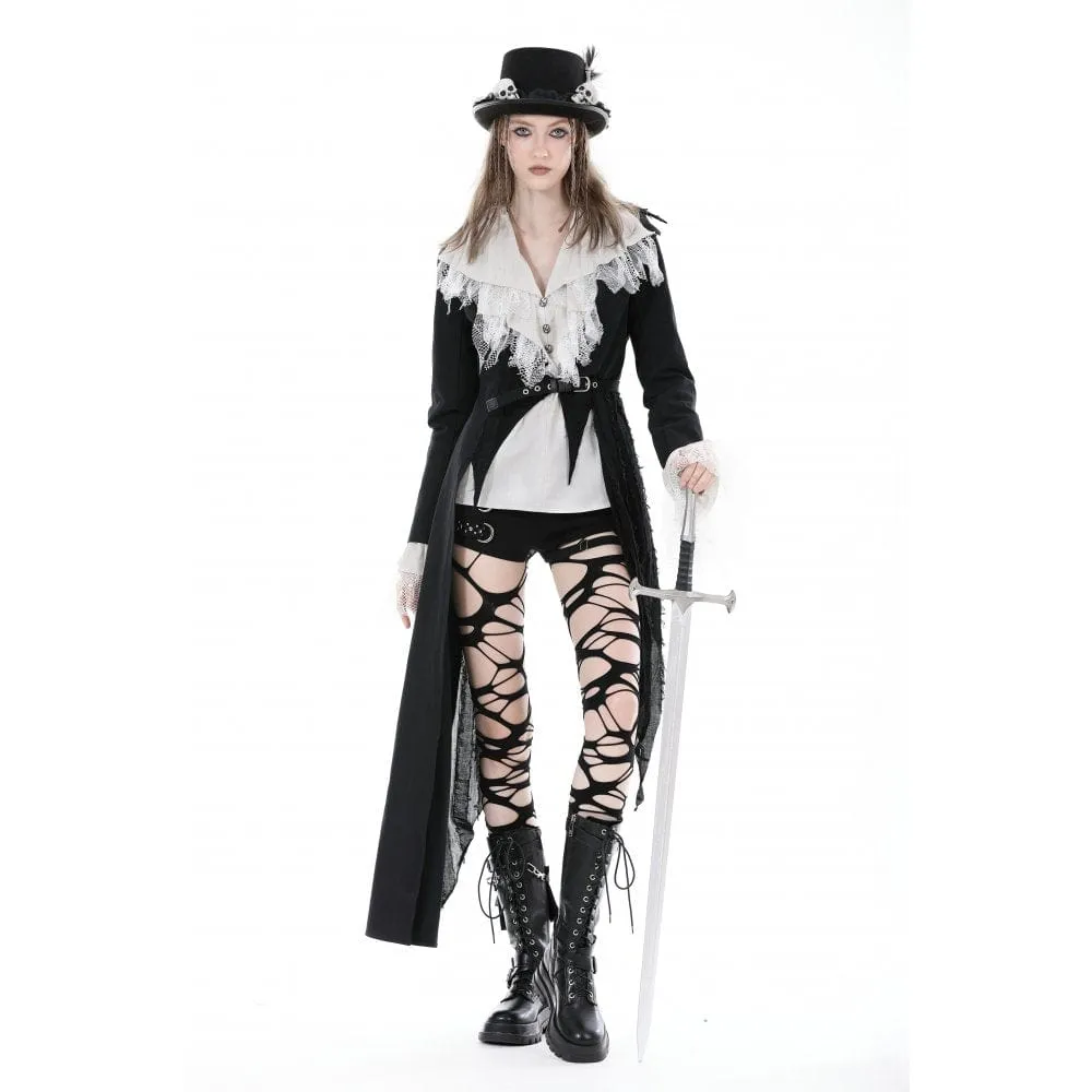 Women's Punk Irregular Distressed Coat with Belt