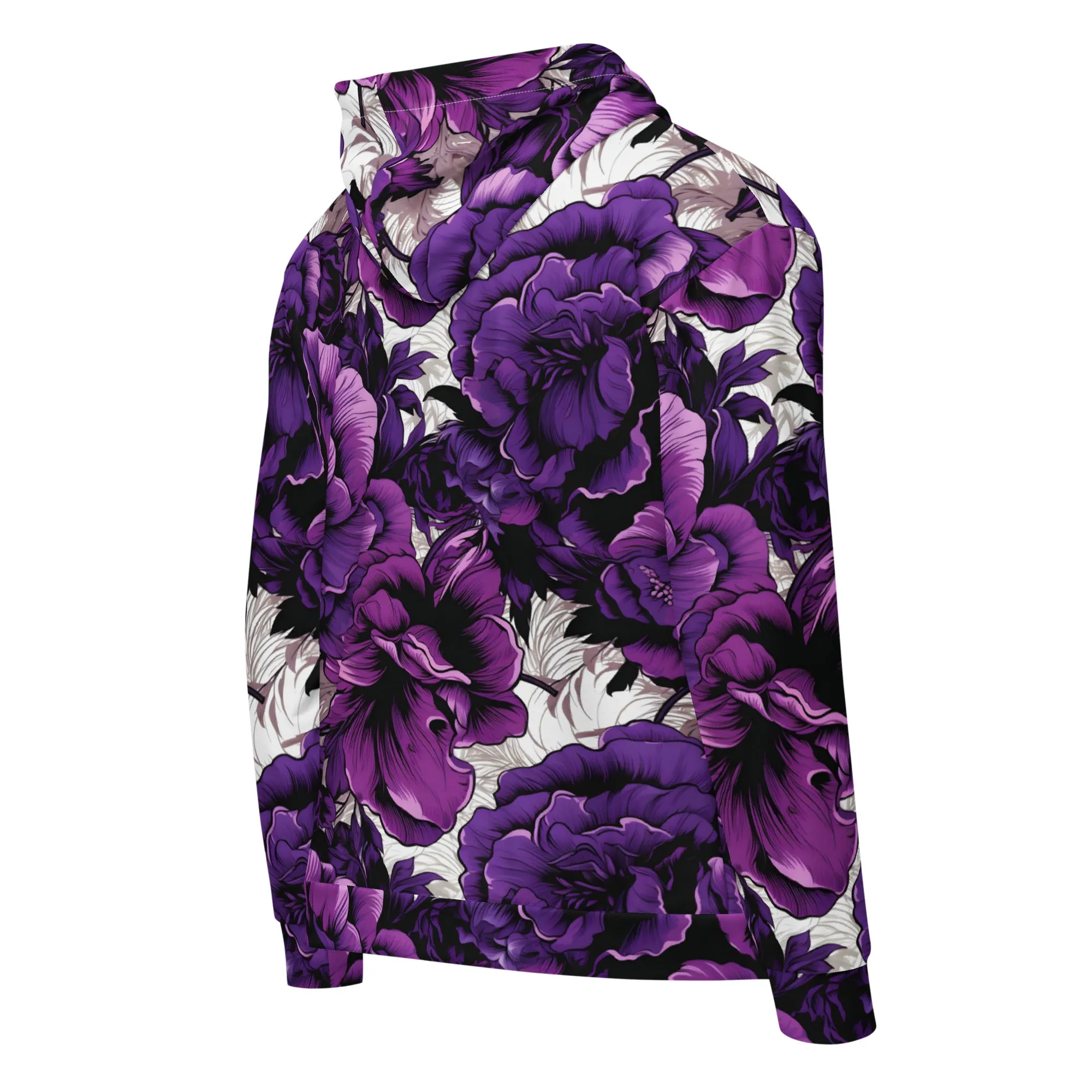 Womens Zip Hoodie - Purple Flowers 001