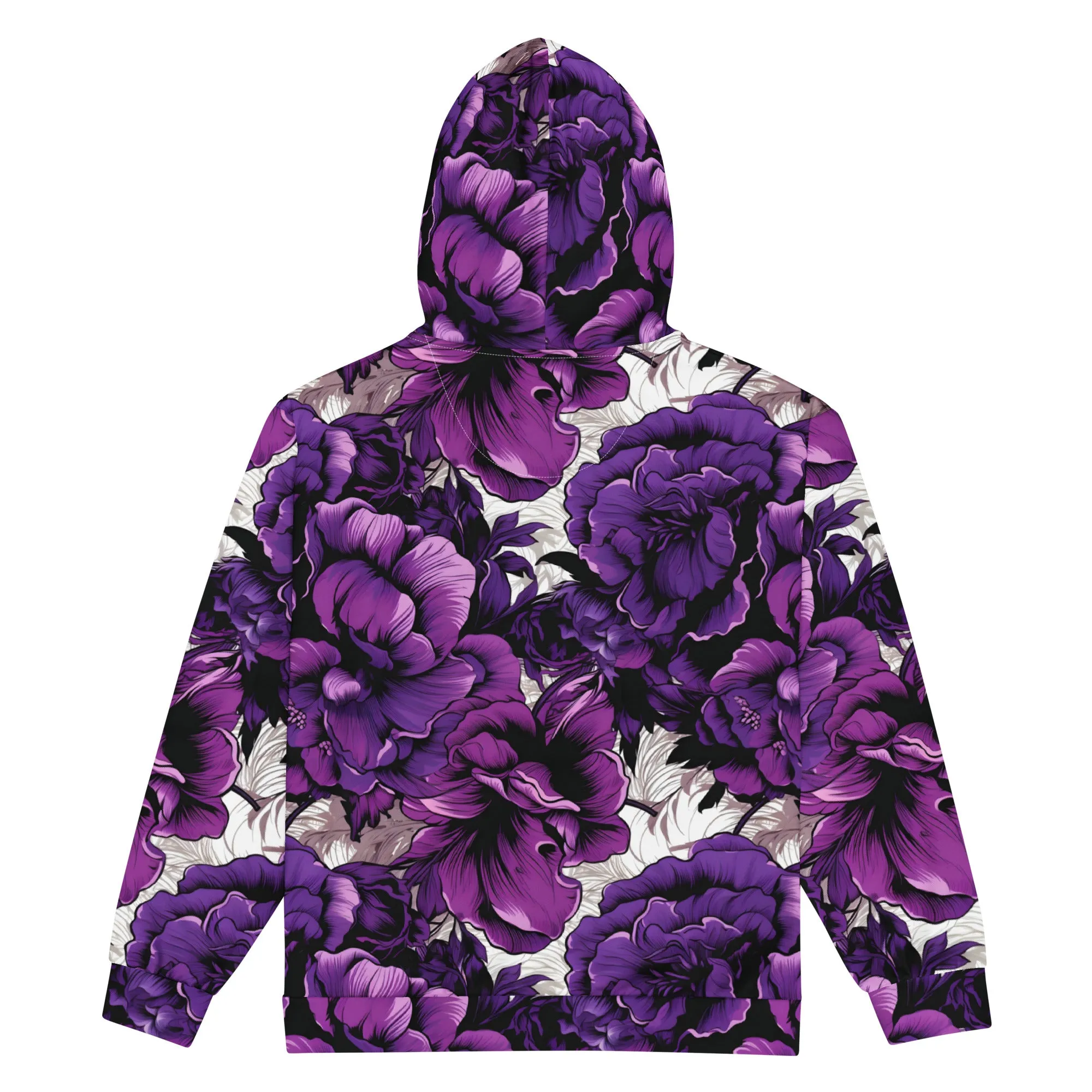 Womens Zip Hoodie - Purple Flowers 001