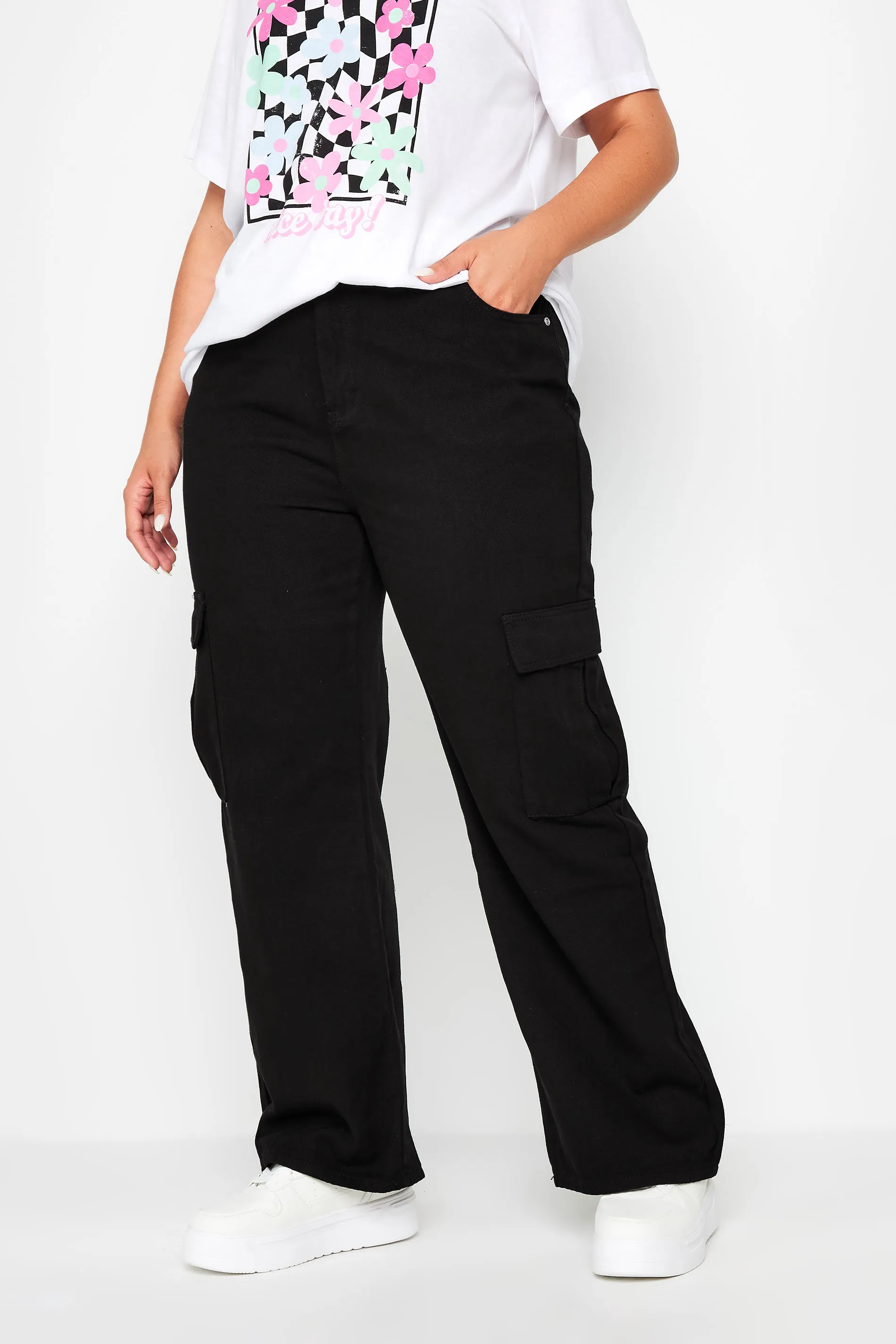 YOURS Curve Black Straight Leg Cargo Jeans